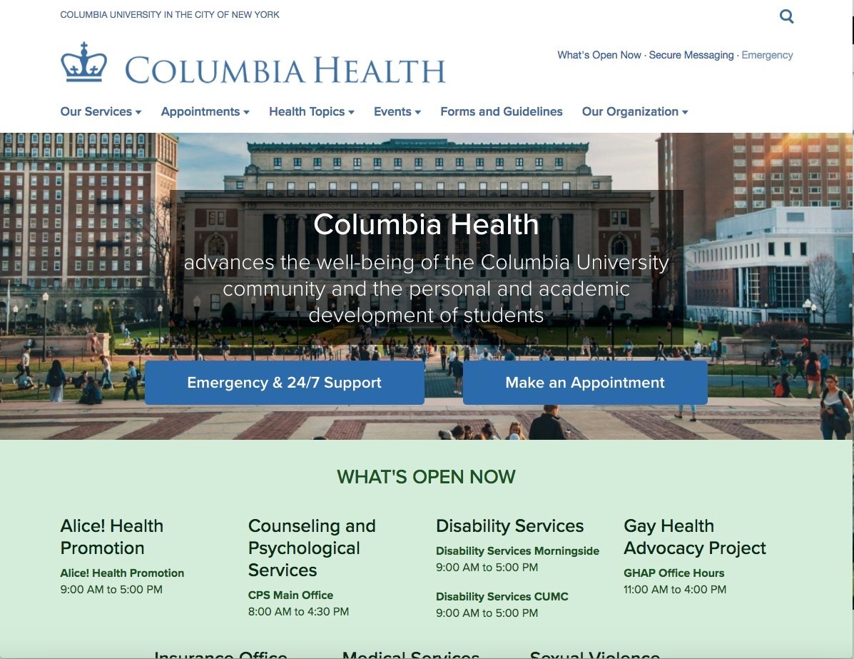 Announcing new Columbia Health website Columbia Health